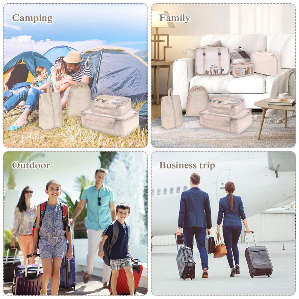 Cubos organizadores TravelMaker colocados dentro de una maleta abierta